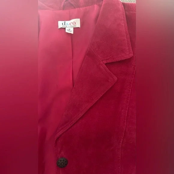 D&Co Genuine Leather Suede Jacket Fuchsia Pink Women’s Sz M Washable Chic - Picture 2 of 9